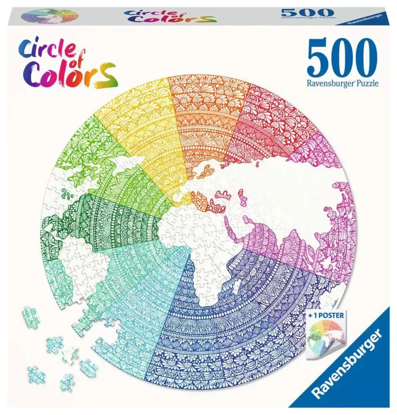 Round puzzle Circle of colors Mandala - Legpuzzel - 500 stukjes von Ravensburger, Ausgabe Mehrfarbig – Schachtel 2 von 2