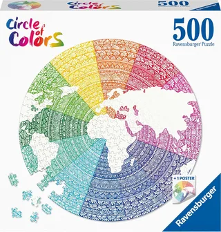 Round puzzle Circle of colors Mandala - Legpuzzel - 500 stukjes von Ravensburger, Ausgabe Mehrfarbig – Schachtel 1 von 2