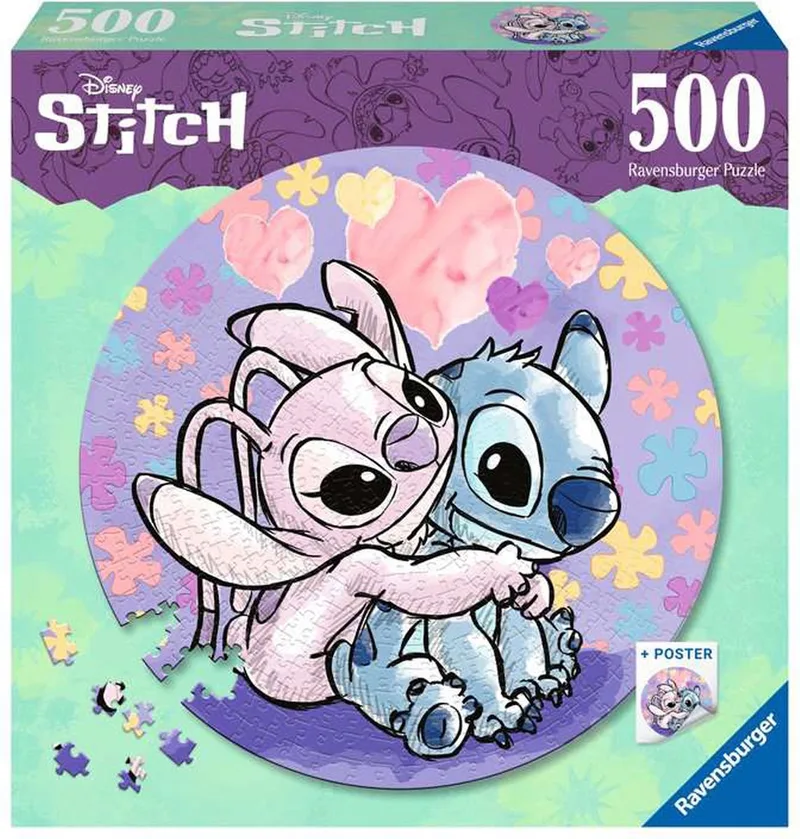 Round puzzle Disney Stitch - Legpuzzel - 500 stukjes von Ravensburger, Ausgabe Mehrfarbig – Schachtel 1 von 2