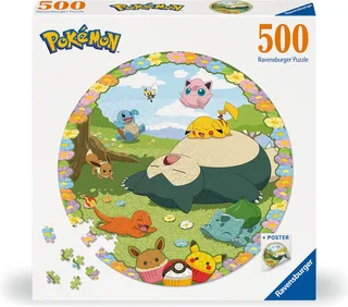 Round puzzle Pokémon - Ronde Legpuzzel - 500 stukjes från Ravensburger, utgåva Flerfärgad – kartong 1 av 2
