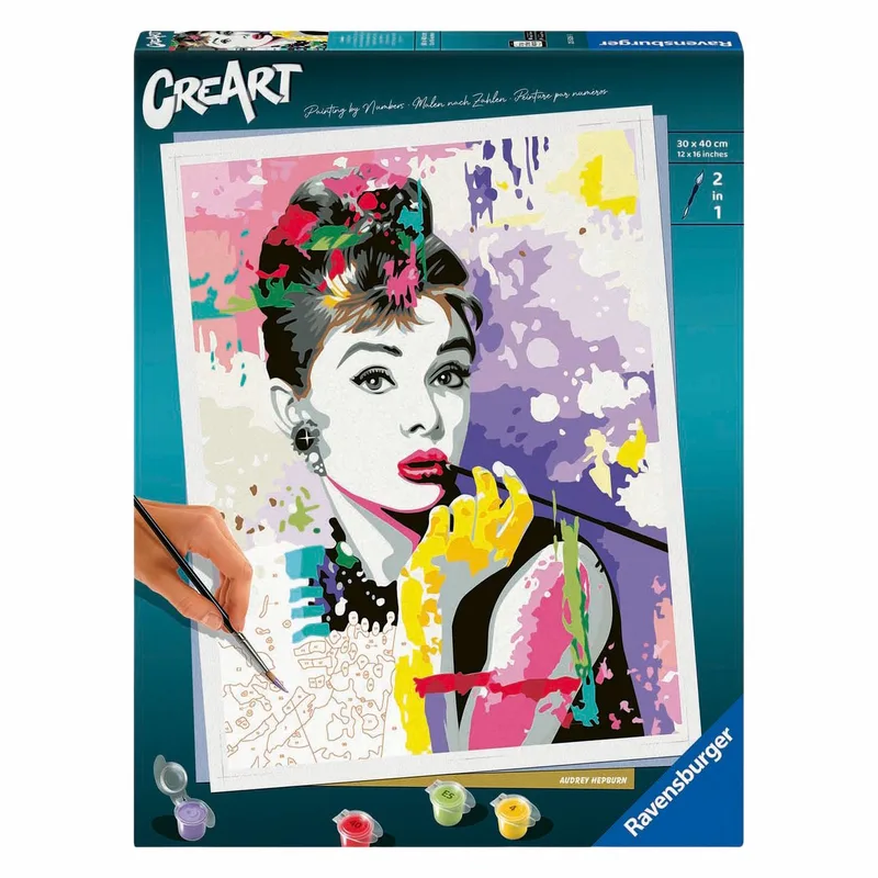 schilderen op nummer set - Audrey Hepburn canvas kunst. from Ravensburger, Multicolour edition – box