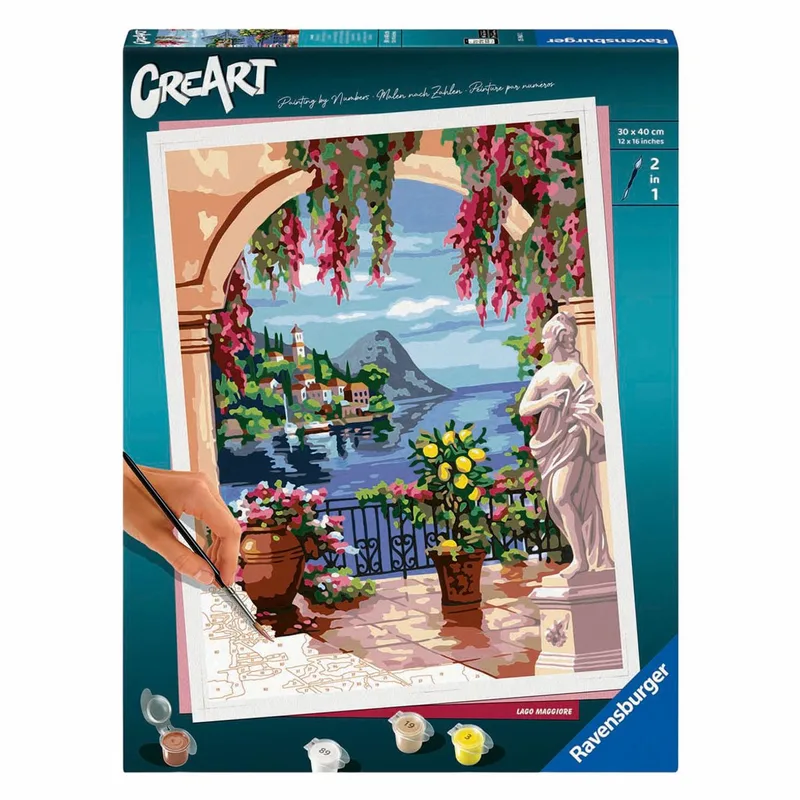 schilderen op nummer set - Lago Maggiore kunstpakket. van Ravensburger, editie Meerkleurig – doos