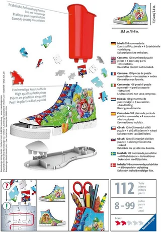 Sneaker - 3D puzzel - 108 stukjes van Ravensburger, editie Super Mario – doos 3 van 4