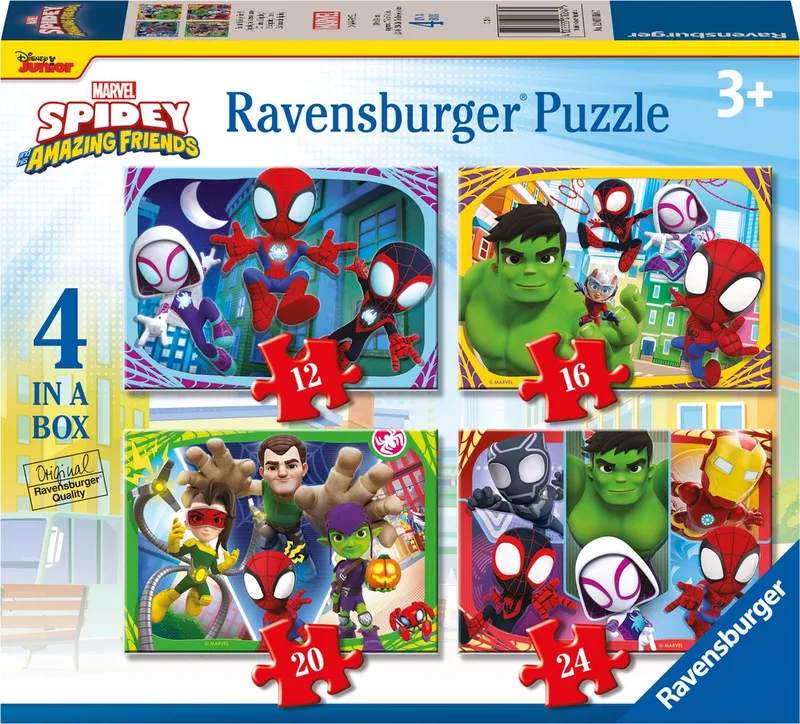 Spidey and his Amazing Friends 4in1box puzzel - 12+16+20+24 stukjes - kinderpuzzel from Ravensburger, Multicolour edition – box 1 of 5