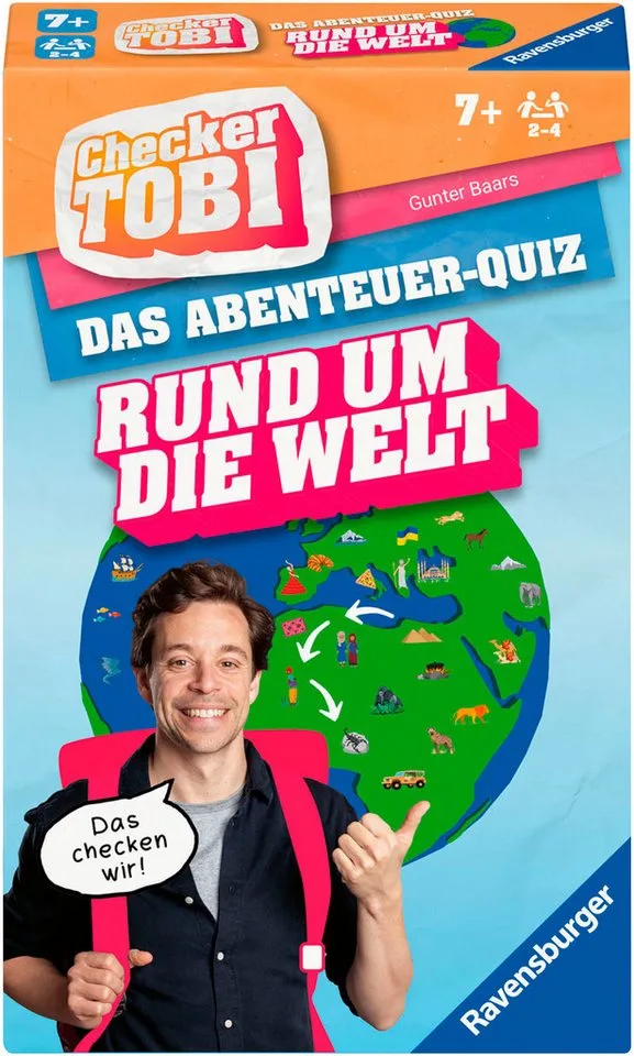 Spiel Checker Tobi: Rund um die Welt, Gesellschaftsspiel, Made in Europe from Ravensburger, Bunt edition – box