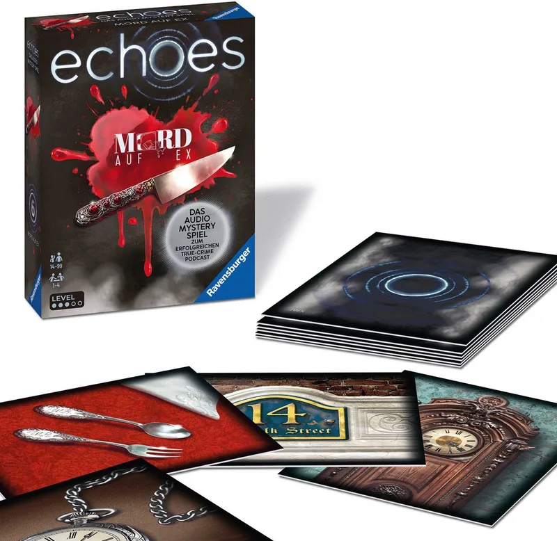 Spiel echoes, Mord auf Ex, Audio Mystery Spiel, Made in Europe von Ravensburger, Ausgabe Bunt – Schachtel