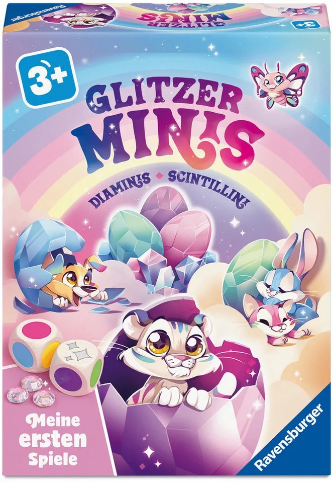 Spiel Glitzer Minis, Kinderspiel, Made in Europe från Ravensburger, utgåva Bunt – kartong