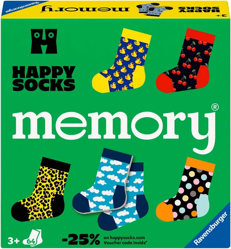Spiel memory® Happy Socks, Kinderspiel, Made in Europe from Ravensburger, Bunt edition – box
