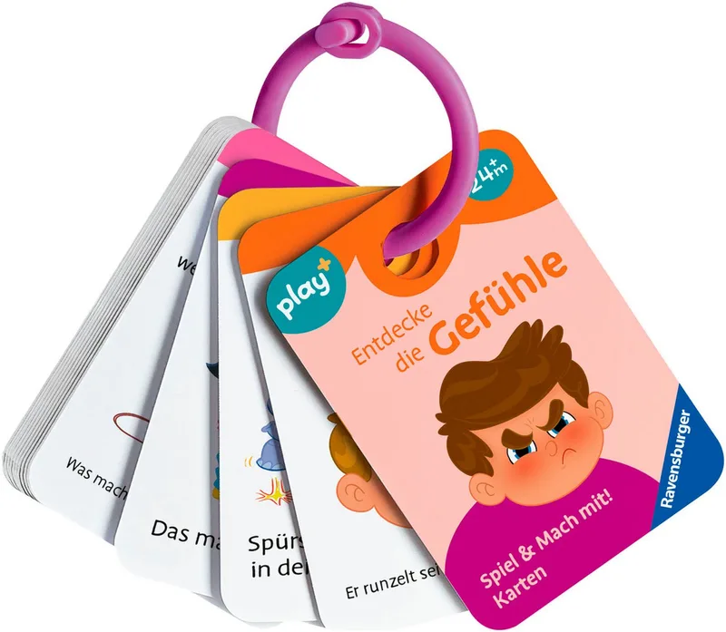 Spiel Play+ Spiel & Mach mit! Karten: Entdecke die Gefühle, Spiel für Kleinkinder de Ravensburger, édition Bunt – boîte