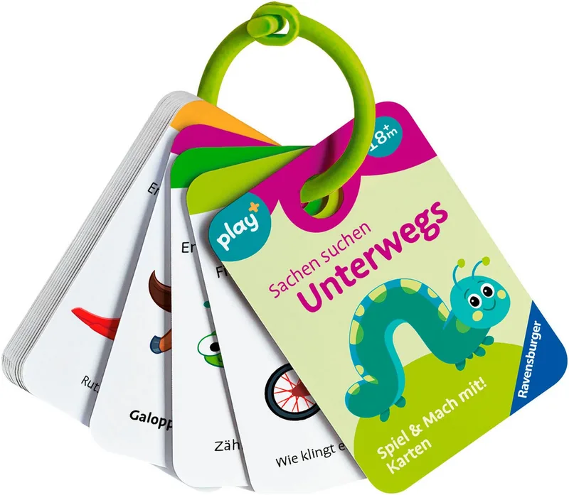 Spiel Play+ Spiel & Mach mit! Karten: Sachen suchen: unterwegs, Spiel für Kleinkinder de Ravensburger, édition Multicolore – boîte 1 sur 5