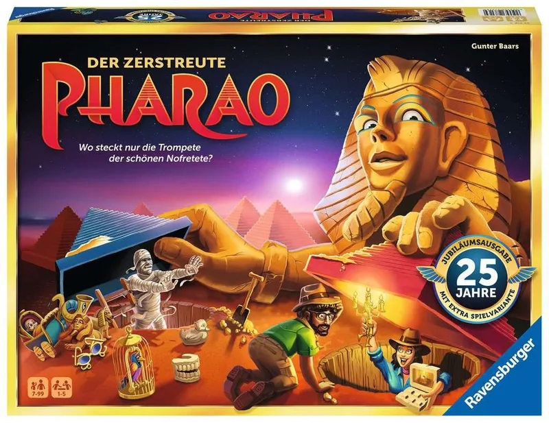 Spiel Ravensburger 27316 Der zerstreute Pharao - 25 Jahre Jubiläumsausgabe, Ravensburger 27316 Der zerstreute Pharao - 25 Jahre Jubiläumsausgabe, Made in Europe van Ravensburger, editie Bunt – doos