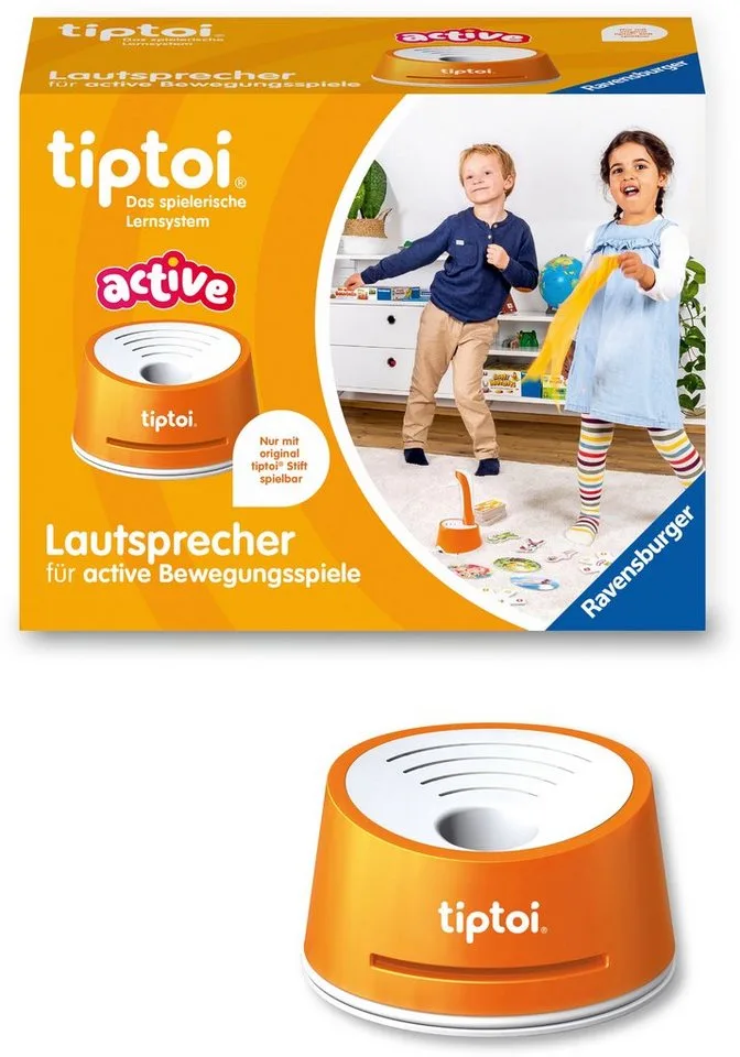 Spiel tiptoi® ACTIVE Lautsprecher, Bewegungsspiel, für den tiptoi®-Stift, Made in Europe fra Ravensburger, Orange-udgave – æske