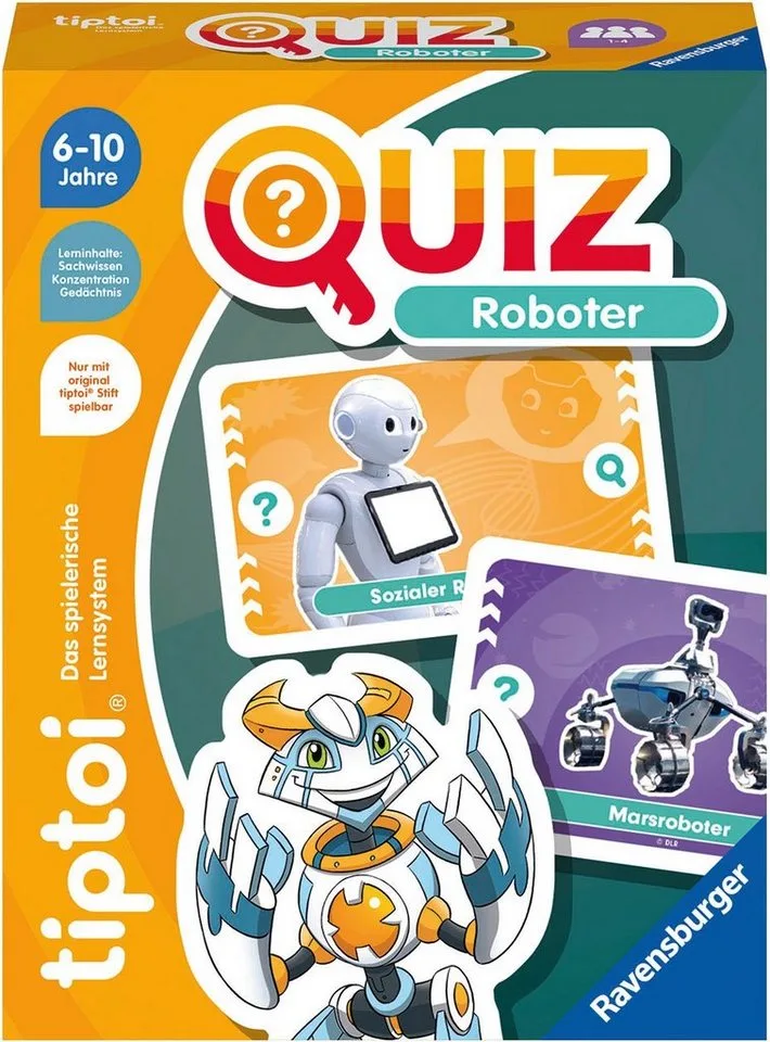 Spiel tiptoi® Quiz Roboter, Kinderspiel, Made in Europe från Ravensburger, utgåva Bunt – kartong
