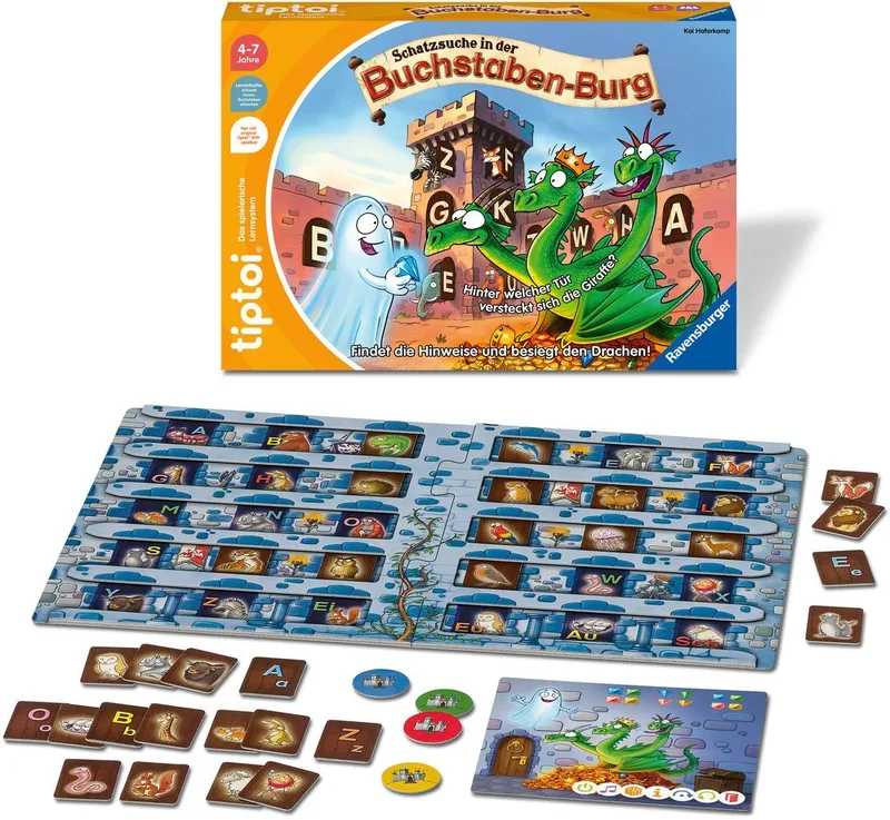 Spiel tiptoi® Schatzsuche in der Buchstaben-Burg, Made in Europe from Ravensburger, Bunt edition – box