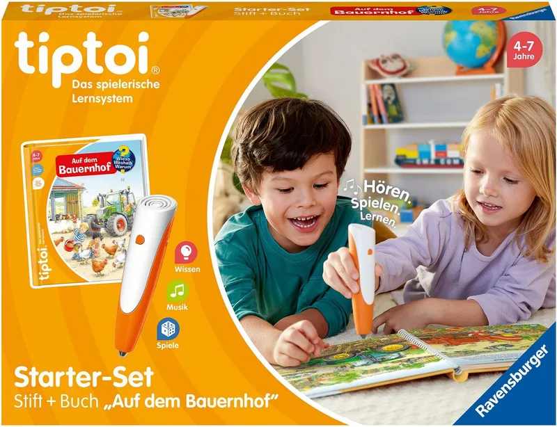 Spiel tiptoi® Starter-Set: Stift und Bauernhof-Buch, Made in Europe från Ravensburger, utgåva Bunt – kartong