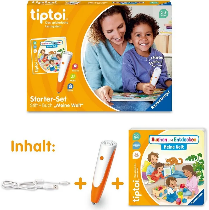 Spiel tiptoi® Starter-Set: Stift und Bilderbuch Meine Welt, Made in Europe från Ravensburger, utgåva Bunt – kartong