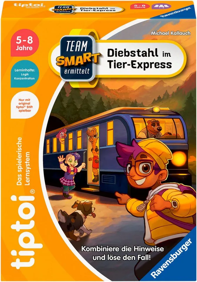 Spiel tiptoi® Team SMART ermittelt – Diebstahl im Tier-Express, Kinderspiel fra Ravensburger, Bunt-udgave – æske