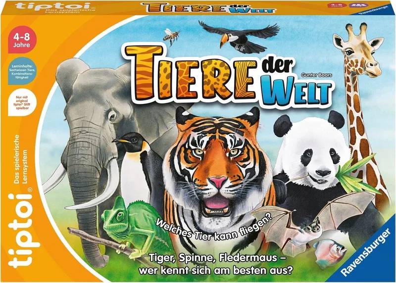 Spiel tiptoi® Tiere der Welt, Made in Europe från Ravensburger, utgåva Bunt – kartong