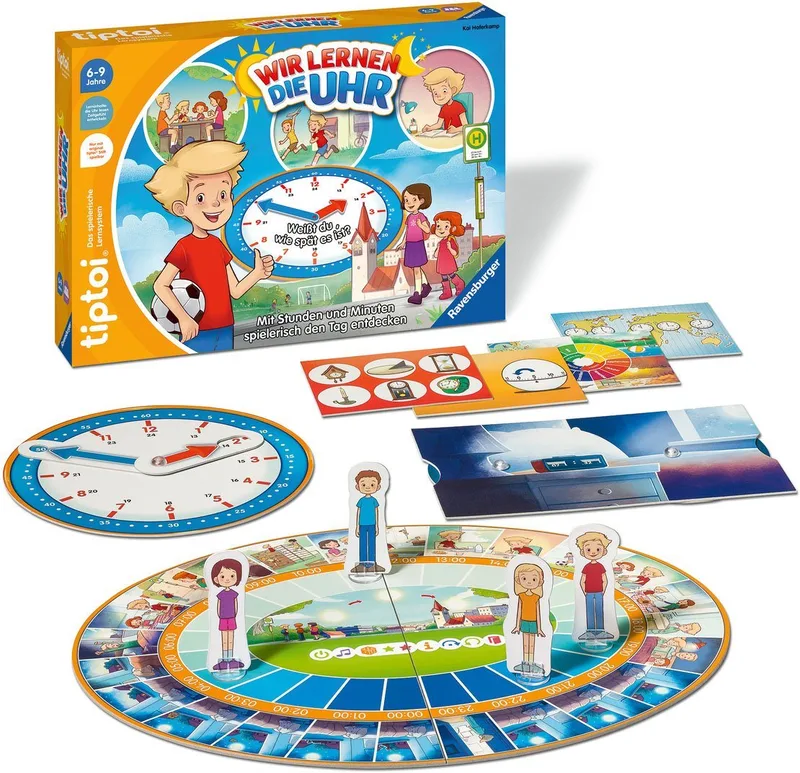 Spiel tiptoi® Wir lernen die Uhr, Made in Europe från Ravensburger, utgåva Bunt – kartong
