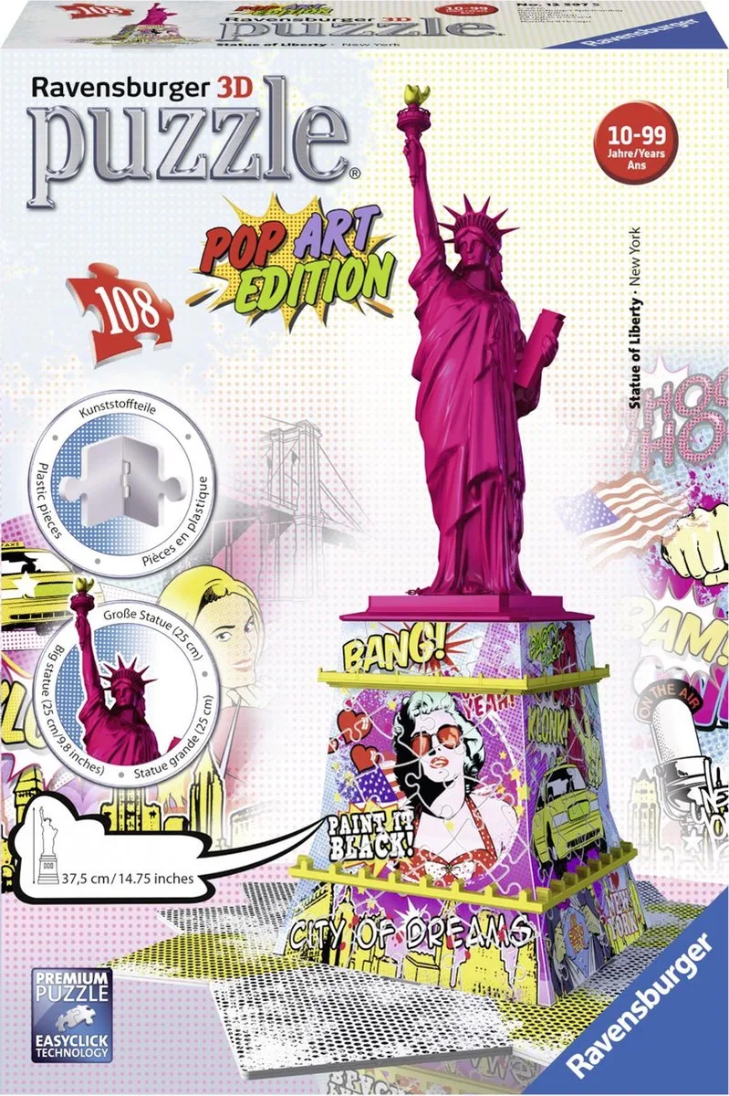 Statue of Liberty Pop Art - 3D Puzzel gebouw van 108 stukjes de Ravensburger, édition 6133296 – boîte