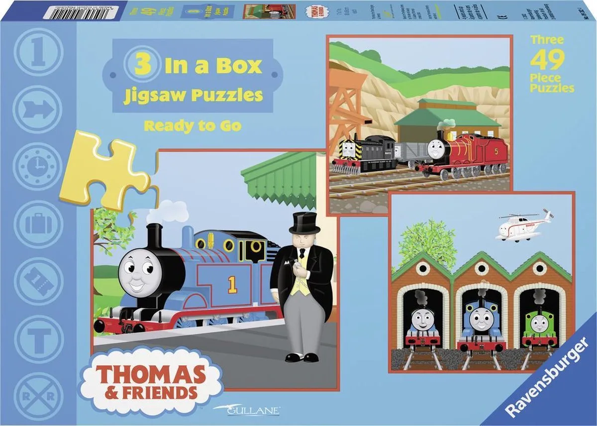 Thomas & Friends. Ready to go- Drie puzzels van 49 stukjes - kinderpuzzel van Ravensburger, editie Meerkleurig – doos