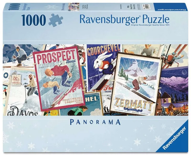 Vintage Ski Posters legpuzzel - 1000 stukjes van Ravensburger, editie Meerkleurig – doos