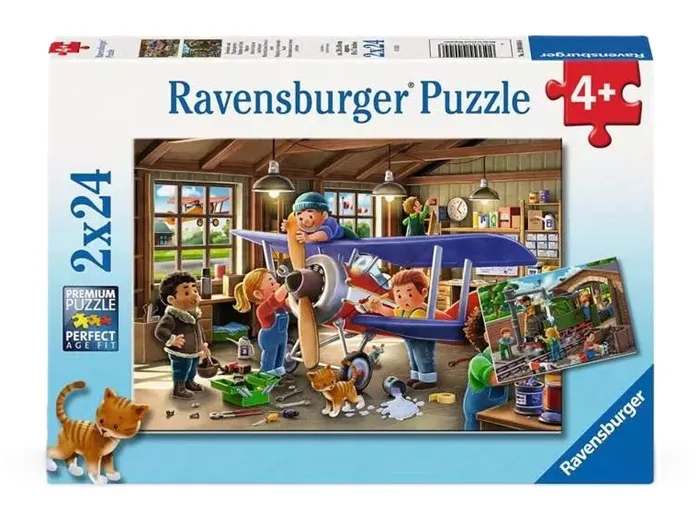 Vliegtuig- en treinonderhoud (2x 24) von Ravensburger – Schachtel