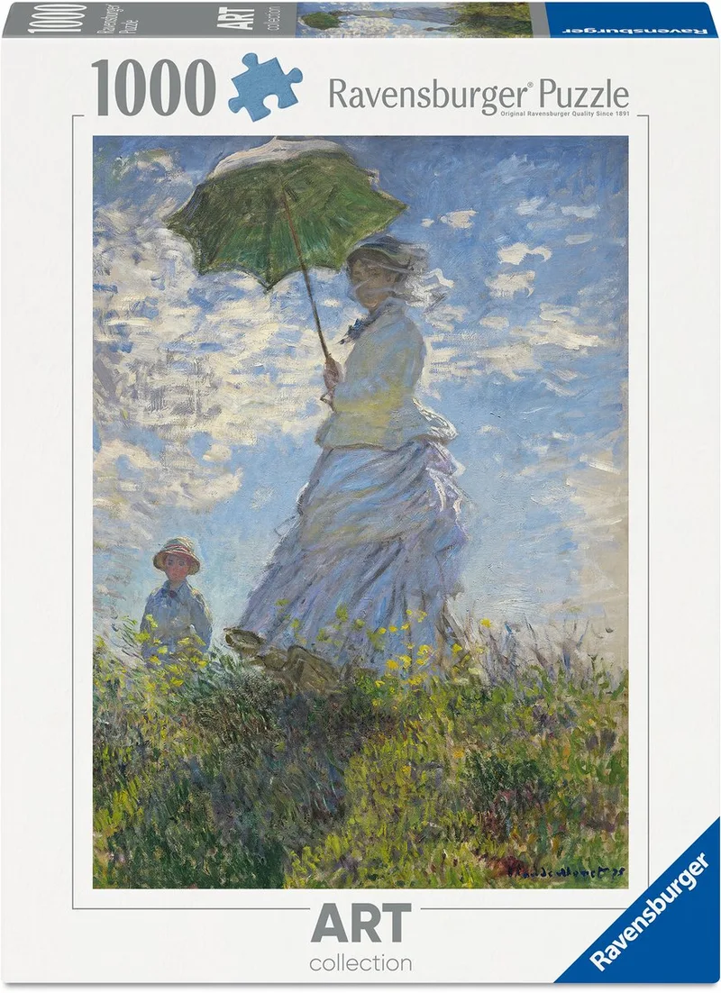 Woman with a Parasol Claude Monet Puzzel from Ravensburger, Blue edition – box