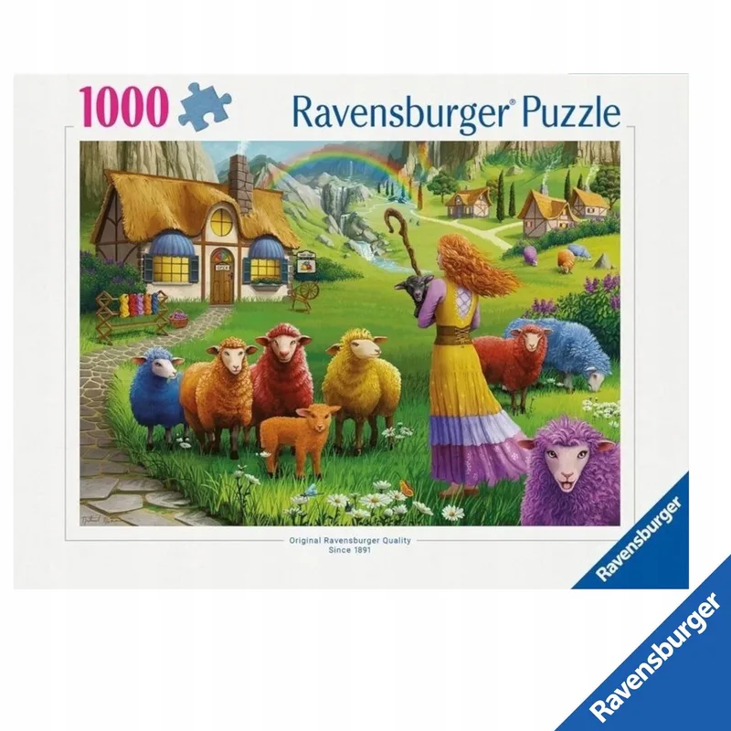 XXL Puzzel 1000 Stukken - Kleurrijke Wol Schapen van Ravensburger, editie Meerkleurig – doos