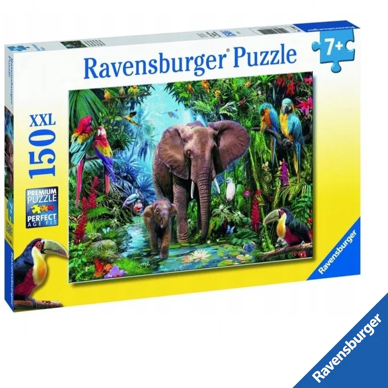 XXL Puzzel 150 Stukken: Olifanten in de Jungle van Ravensburger, editie Meerkleurig – doos