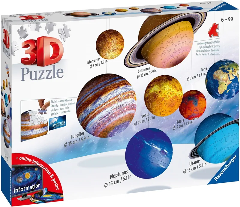 Zonnestelsel - 3D puzzel - 27/54/72/108 stukjes van Ravensburger, editie Meerkleurig – doos 2 van 2