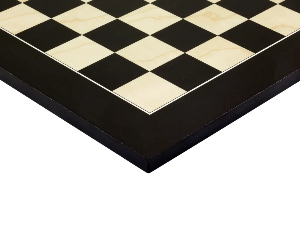 50 cm Deluxe gelakt zwart anegre en esdoorn Schaakbord de Rechapados Ferrer – boîte