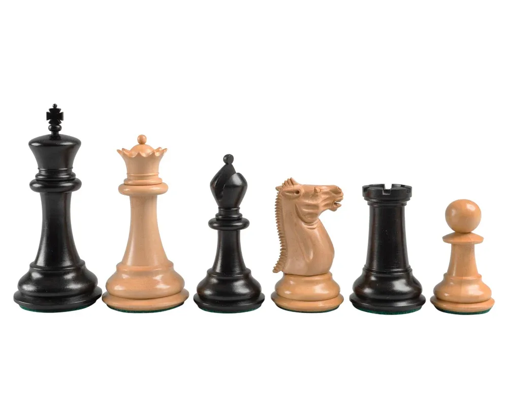 1849 Reproductie Staunton-schaakstukken van ebbenhout - 10,2 cm de Regency Chess – boîte