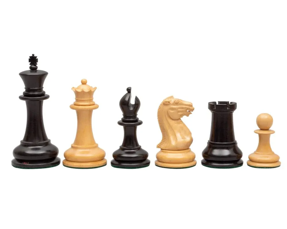 1851-reproductie Staunton-schaakstukken van ebbenhout - 11,2 cm de Regency Chess – boîte