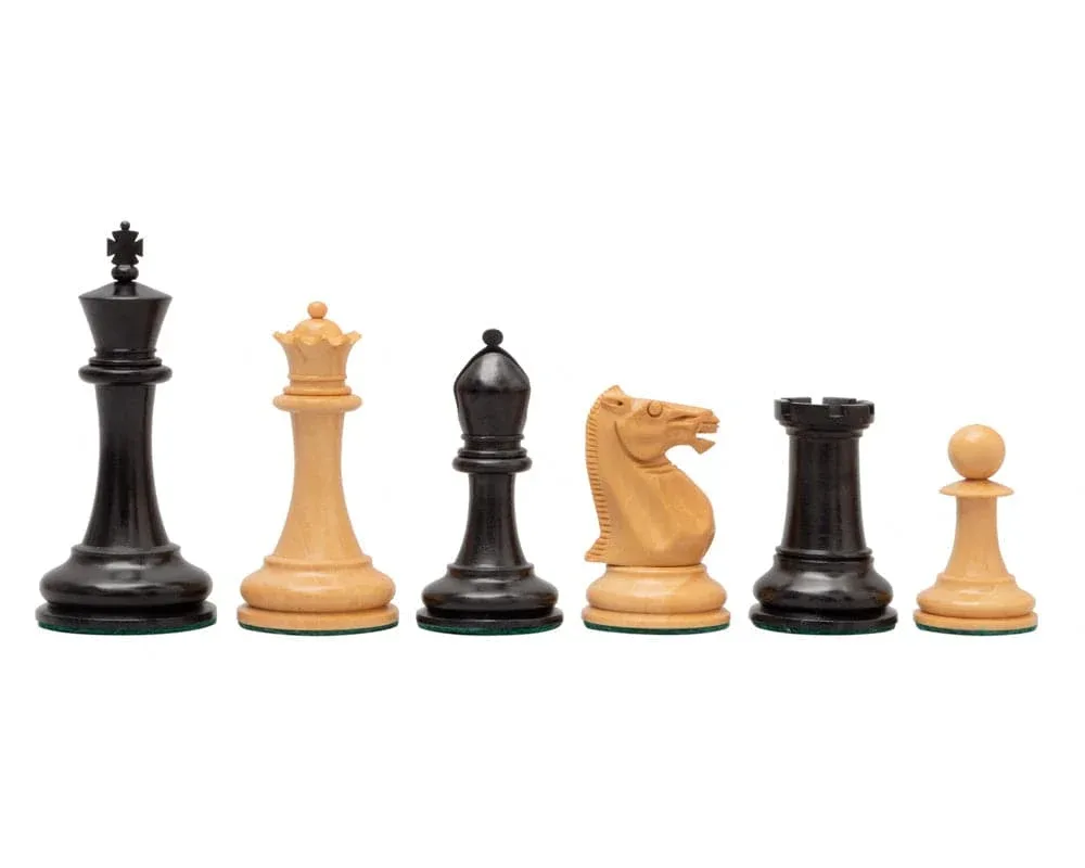 1853 Paulsen Reproductie Ebbenhouten Schaakstukken - 8,9 cm de Regency Chess – boîte