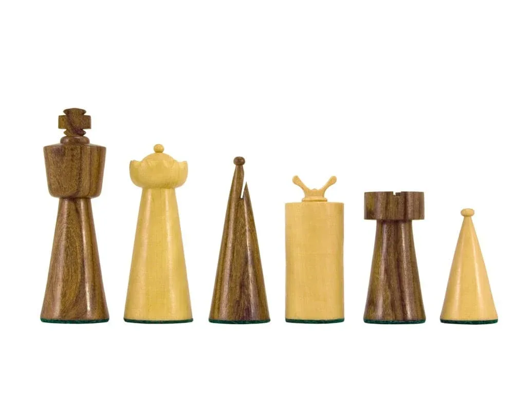 Art Deco-serie Sheesham & Boxwood schaakstukken - 8,9 cm van Regency Chess – doos