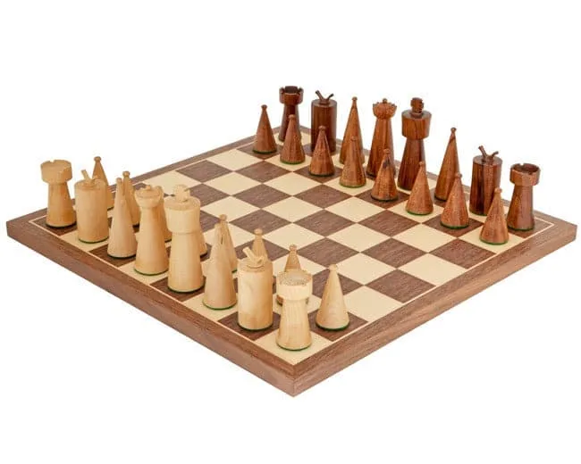 Art Deco walnoot Schaakset van Regency Chess – doos