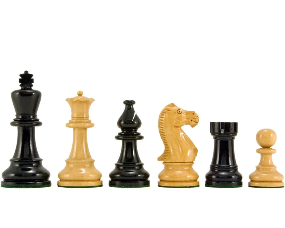 Atlantic Series Staunton - zwart- en naturelgelakte Staunton-schaakstukken, 9,5 cm de Regency Chess – boîte