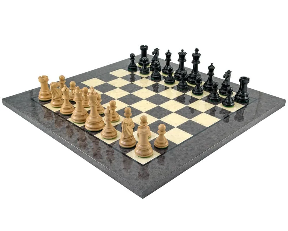 Cheltenham ebbenhout- en grijs briarwood schaakset de Regency Chess – boîte
