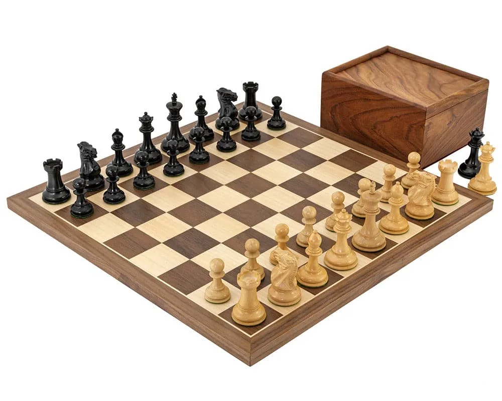 Competition compacte walnoothouten schaakset de Regency Chess – boîte