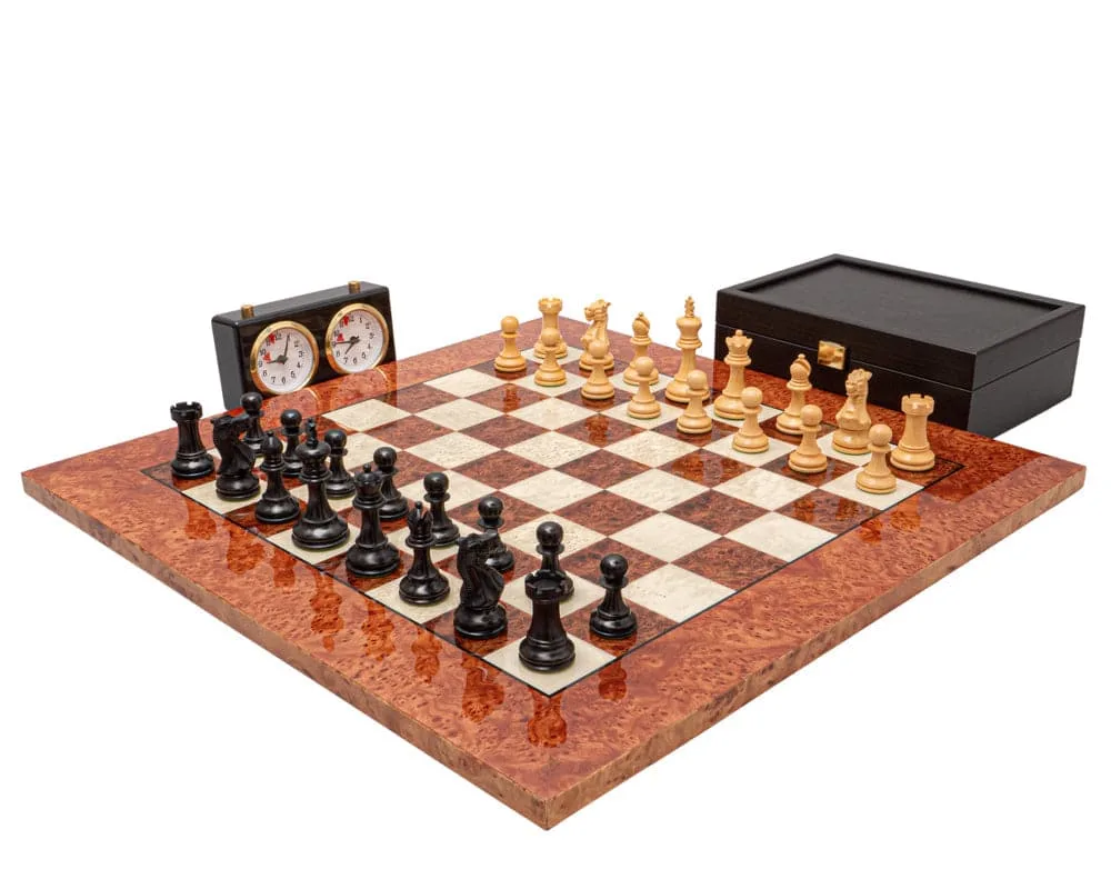 De Highgrove ebbenhouten en briarhouten luxe Schaakset van Regency Chess – doos