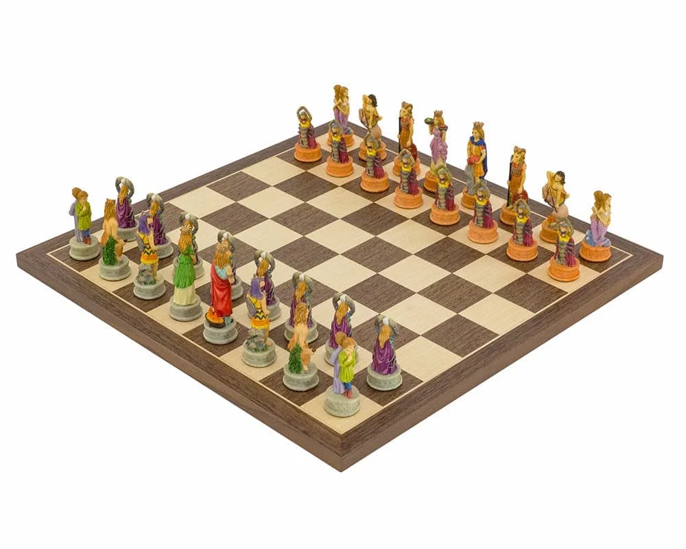 De met de hand beschilderde thematische Zodiac-Schaakset van Italfama van Regency Chess – doos