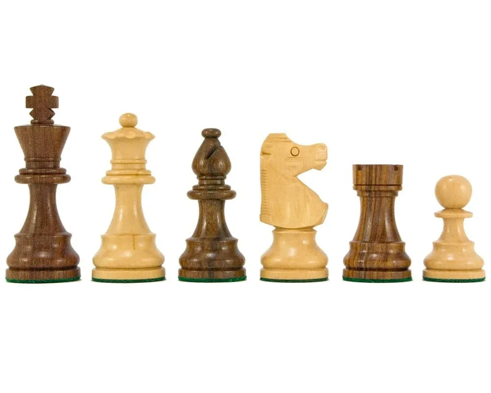 French Knight-serie - Gouden palissander-schaakstukken, 8,3 cm de Regency Chess – boîte