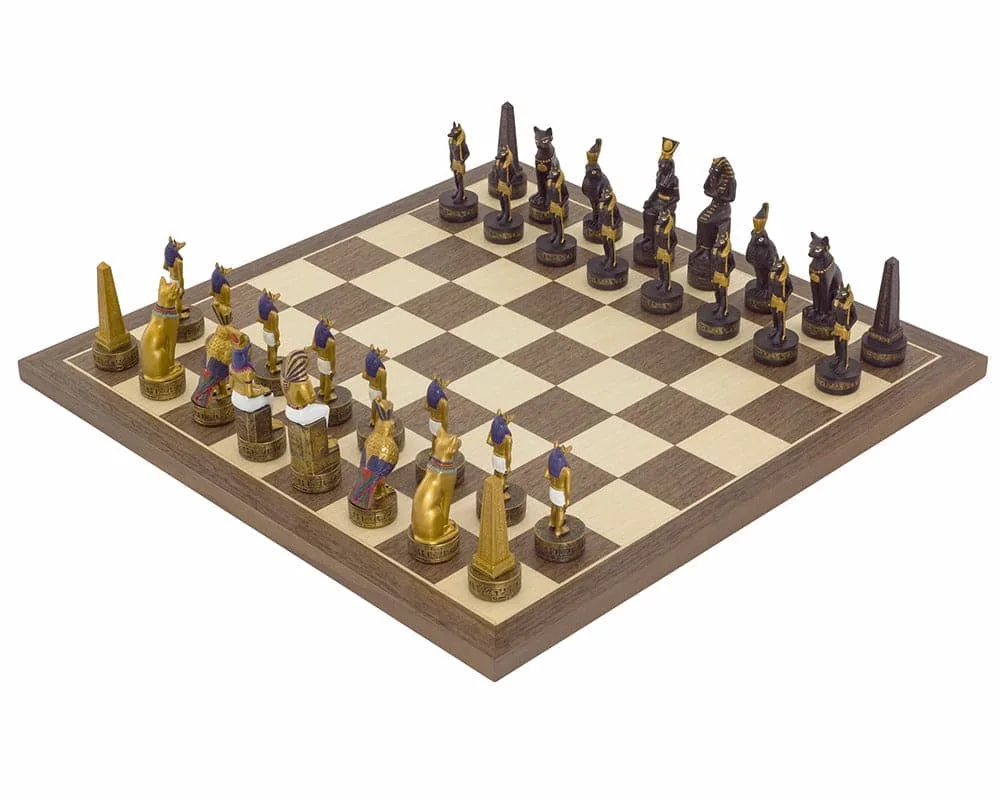 Handgeschilderde schaakset met Oud-Egypte-thema van Italfama de Regency Chess – boîte