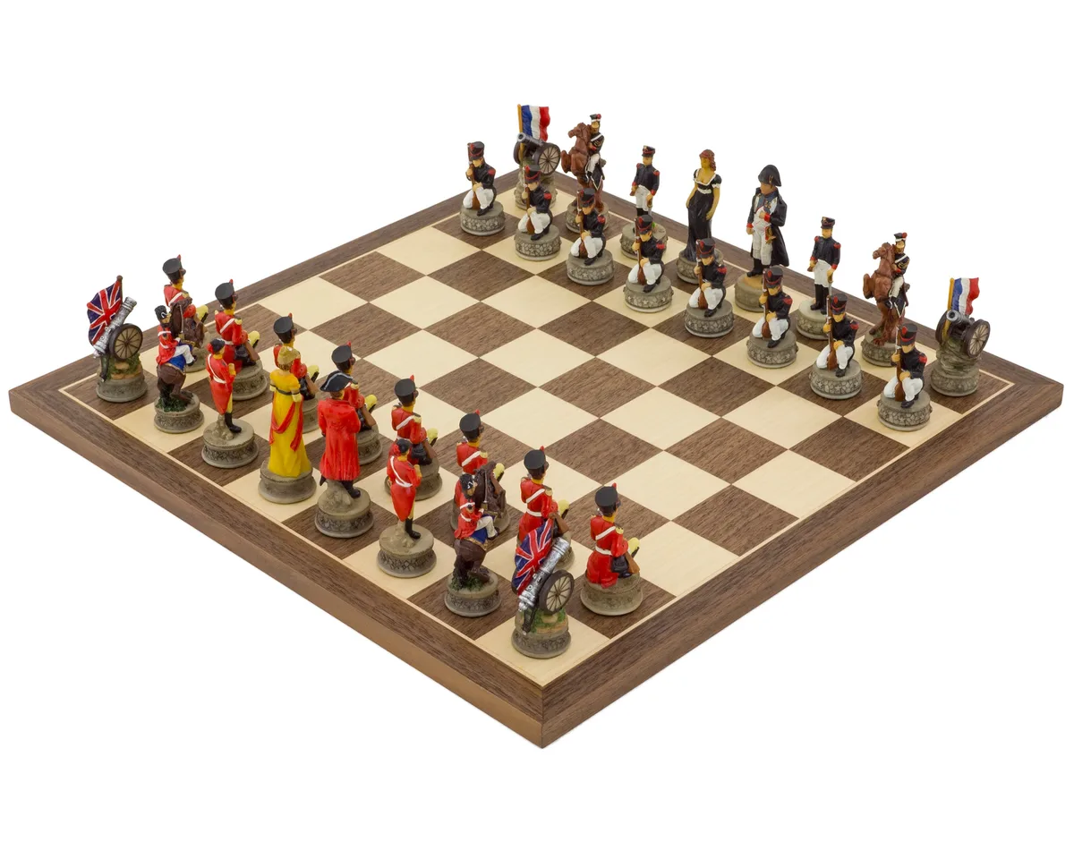 Handgeschilderde thematische schaakset 'De Slag bij Waterloo' door Italfama de Regency Chess – boîte