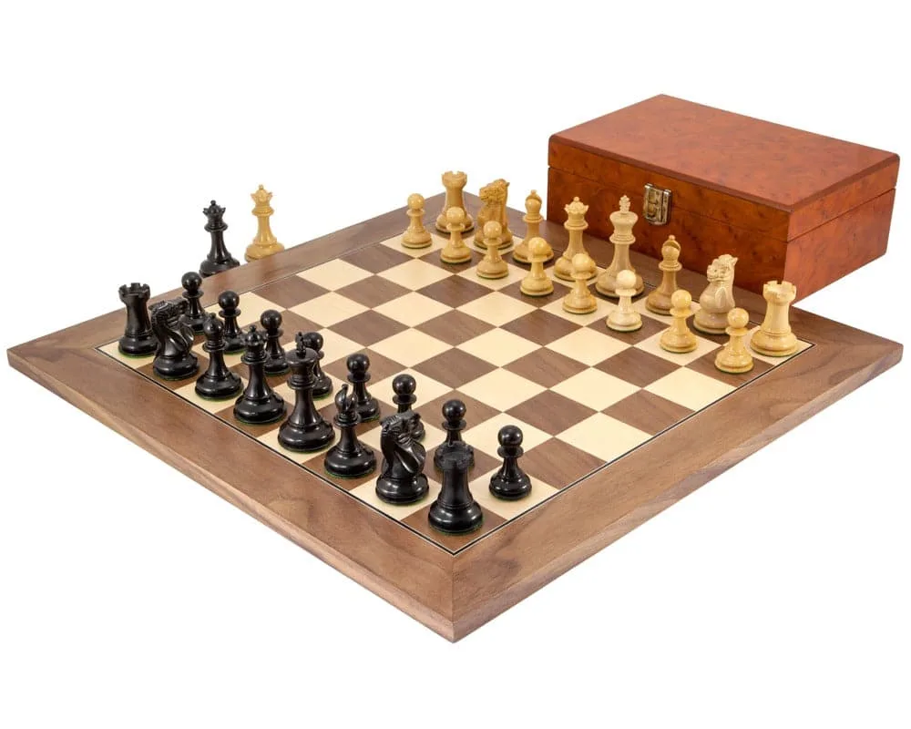 Highgrove walnoot schaakset met opbergkist voor schaakstukken de Regency Chess – boîte