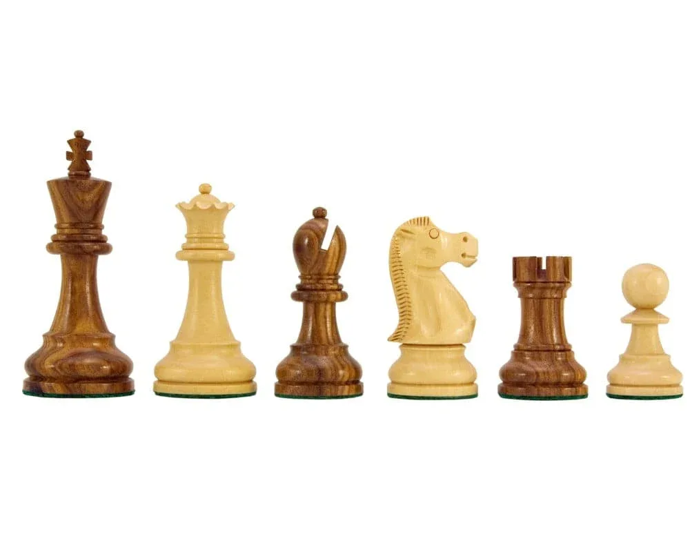 Jacob Knight Gouden rozenhout Staunton-schaakstukken - 10 cm de Regency Chess – boîte