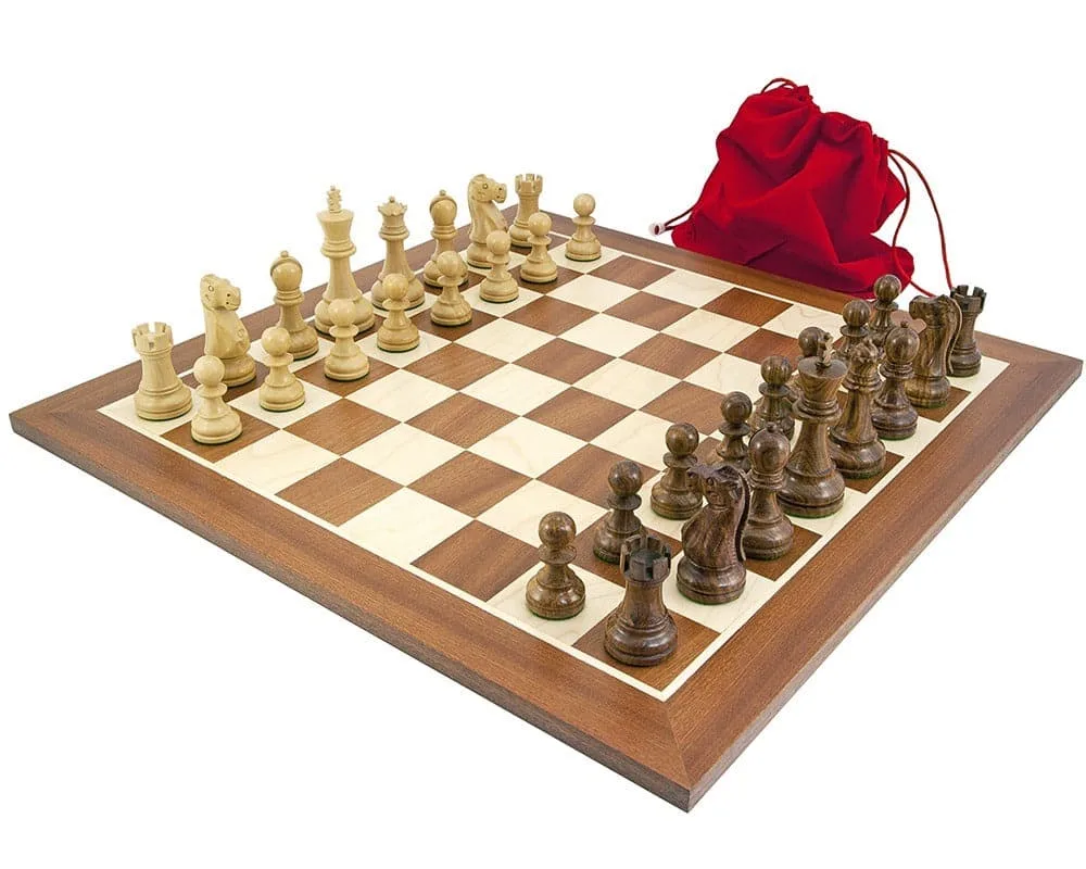 Jacob Knight Sheesham en Mahonie Schaakset de Regency Chess – boîte