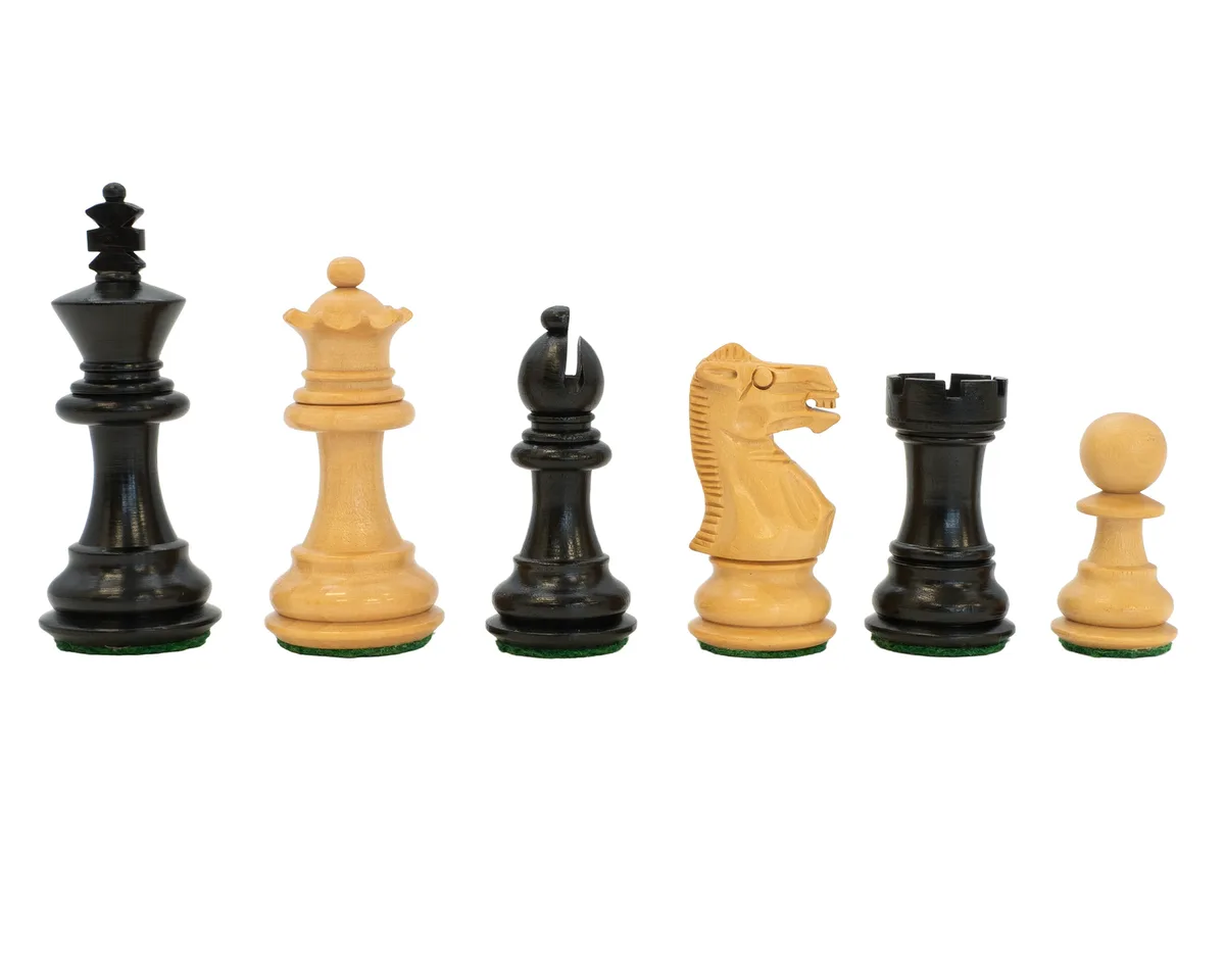 Kingsclere ebbenhouten Staunton-schaakstukken - 6,4 cm de Regency Chess – boîte