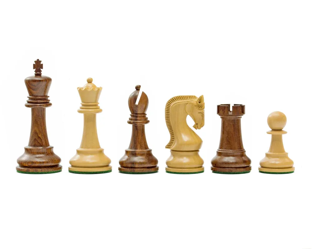 Leningrad Series Acacia-schaakstukken - 10,2 cm de Regency Chess – boîte